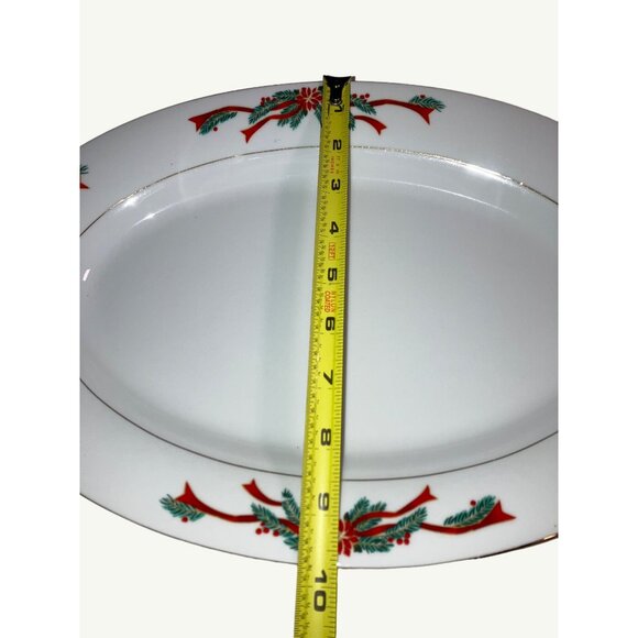 Fair Field Fine China Oval Platter Wit Festive Red & Green Holiday Design Vintag - Picture 11 of 13